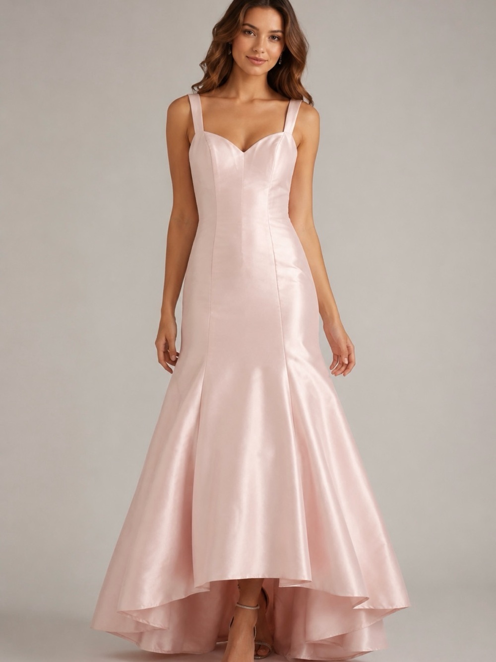 Mori Lee Blush Pink Sweetheart Mermaid Satin Formal Bridesmaid Romantic Dress